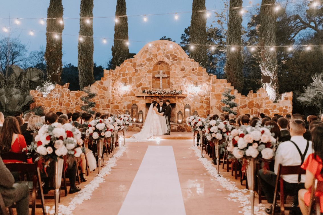 Wedding in Front of Grand Fireplace